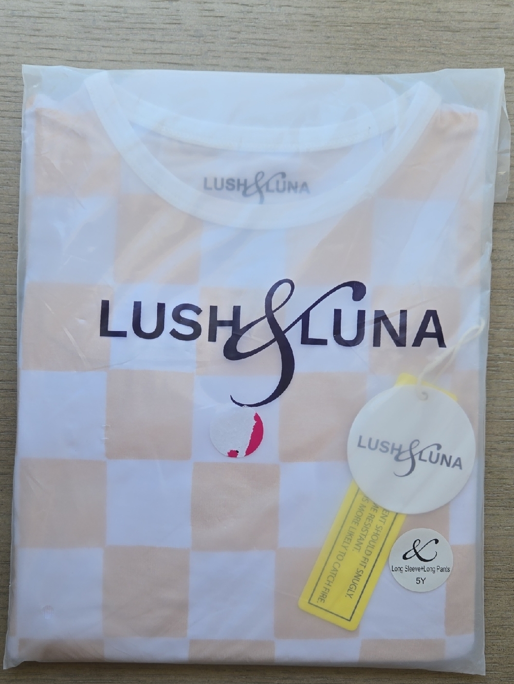 Lush & Luna Bamboo Pajama Set Checkerboard- White & Beige